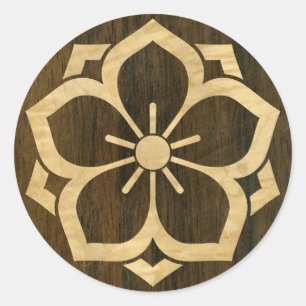 Chuinyaekikyo Japans Kamon Cherry Blossom Wood Ronde Sticker