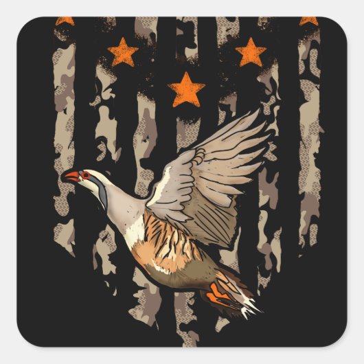 Chukar Bird Hunting Camo Vierkante Sticker (Voorkant)