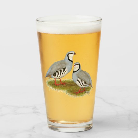 Chukar Partridge Pair Glas (Voorkant gevuld)