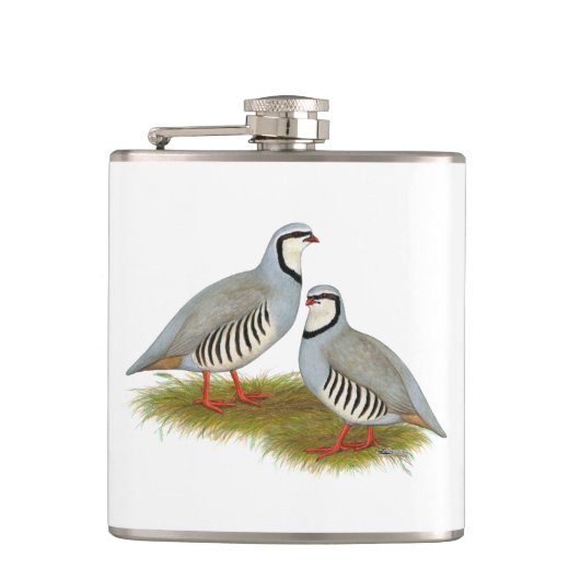 Chukar Partridge Pair Heupfles (Voorkant)