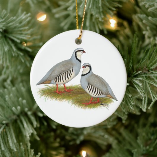 Chukar Partridge Pair Keramisch Ornament (Boom)