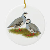 Chukar Partridge Pair Keramisch Ornament (Voorkant)