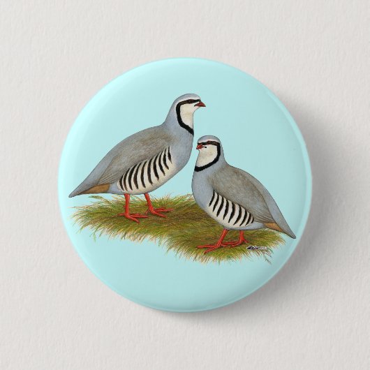 Chukar Partridge Pair Ronde Button 5,7 Cm (Voorkant)