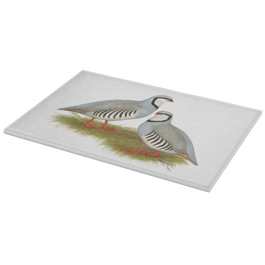 Chukar Partridge Pair Snijplank (Hoek)