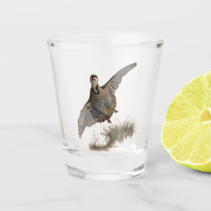Chukar patrijs, kunst shot glas