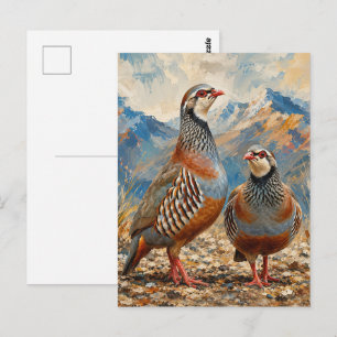 Chukar Patrijzen Paar Kunst Briefkaart