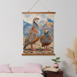 Chukar Patrijzen Paar Kunst Hangend Wandkleed