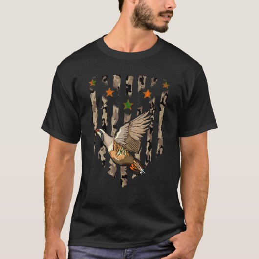 Chukar Vogeljacht VS Amerikaanse vlag Camouflage T T-shirt (Voorkant)