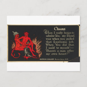 Chums World War I Lusitania Devil Cartoon Briefkaart