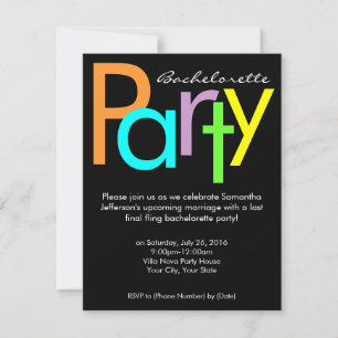 Chunky Block Kleuren Bachelorette Party Uitnodigin Kaart