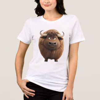 Chunky Cool Round Bull Tee | Cute Zodiac Ox Graphi Tri-Blend Shirt