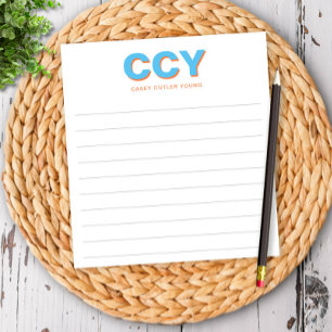 Chunky Initialen Blue en Oranje, persoonlijk gelin Notitieblok