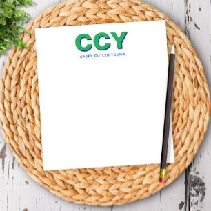 Chunky Initialen Groen en Blauw Gepersonaliseerd Notitieblok