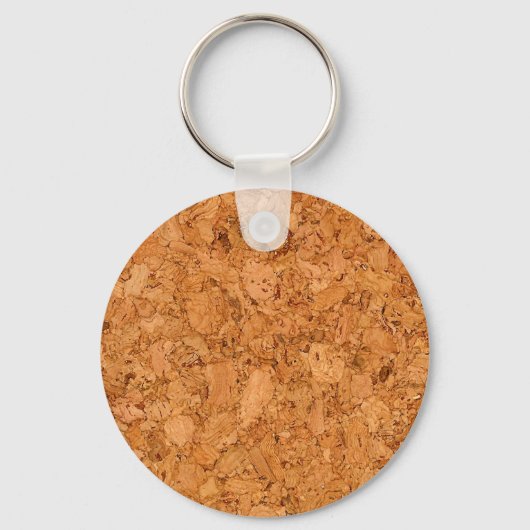 Chunky Natural Cork Wood Grain look Sleutelhanger (Voorkant)