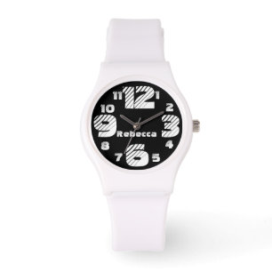 Chunky Nummers Zwart en Wit Horloge