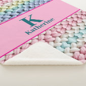 Chunky Pastel Knit Monogram Custom Name Gift Sherpa Deken (3/4)