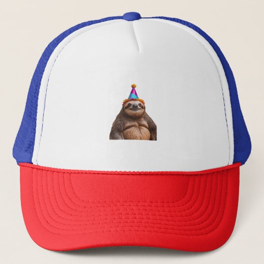 Chunky Sloth birthday party hat gift funny meme pr Trucker Pet (Voorkant)