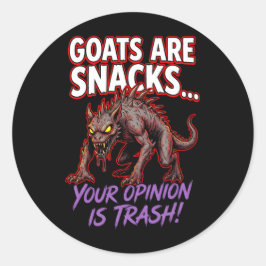 Chupacabra Goats Are Snacks Funny Cryptid Humor Ronde Sticker