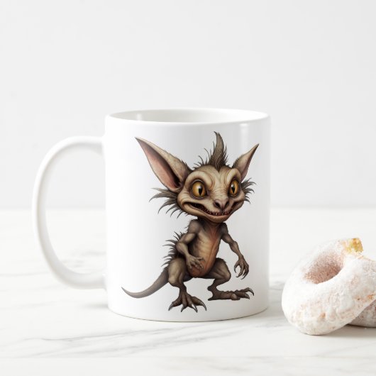 Chupacabra Gremlin Hybride Illustratie Koffiemok (Met donut)