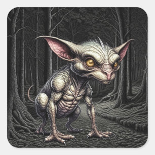 Chupacabra in de Bossen Cryptid Vierkante Sticker