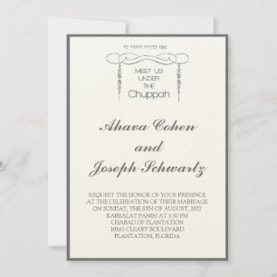 Chuppah bloemleaf Joods bruiloft Invite Kaart