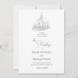Church Calligraphy Wedding Invitation Kaart