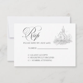 Church Calligraphy Wedding RSVP card Kaartje