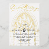 Church Ceremony Celebration, Modern Script Wedding Folie Uitnodiging (Voorkant)