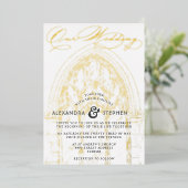 Church Ceremony Celebration, Modern Script Wedding Folie Uitnodiging (Staand Voorkant)