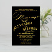 Church Ceremony Celebration, Rustic Script Wedding Folie Uitnodiging (Staand Voorkant)