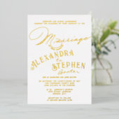 Church Ceremony Celebration, Rustic Script Wedding Folie Uitnodiging (Staand Voorkant)