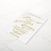 Church Ceremony Celebration, Rustic Script Wedding Folie Uitnodiging (Gedraaid)