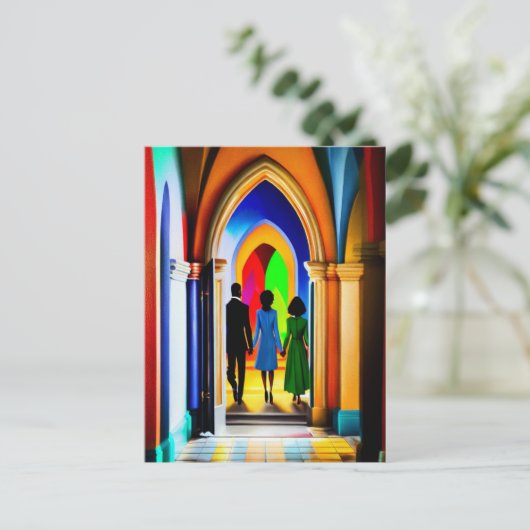 "Church" Christelijk Art Briefkaart (Staand voorkant)