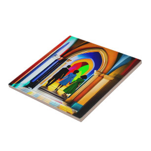 "Church" Christelijke kunstkeramische Tegel Tegeltje