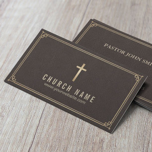 Church Cross Classy Leather Gold omhuld Visitekaartje