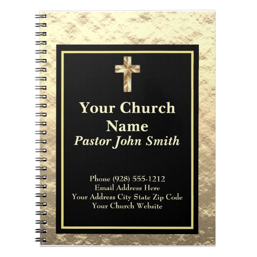 Church Pastor Classy Gold et Black Office Journal (Devant)