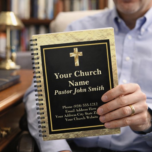 Church Pastor Classy Gold et Black Office Journal