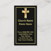 Church Pastor Classy Noir Cartes de visite vertica (Devant)