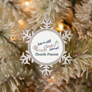 Church Pianist Snowflake Pewter-kerstversiering Tin Sneeuwvlok Ornament
