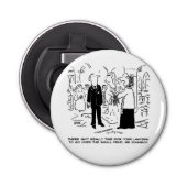 Church Service Wedding Vicar zegt nee tegen advoca Button Flesopener (Voorkant)