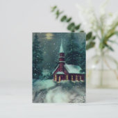 Church Snow Scene  Art Briefkaart (Staand voorkant)
