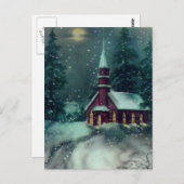 Church Snow Scene  Art Briefkaart (Voorkant / Achterkant)