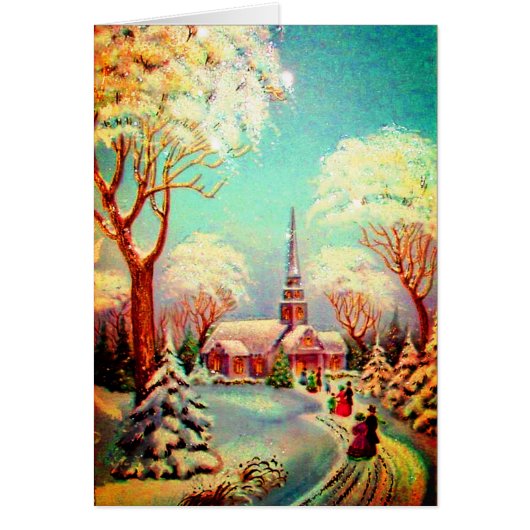 Church Snow Scene  Art Reproduction (Voorkant)