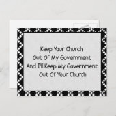 Church State Separation Briefkaart (Voorkant / Achterkant)