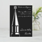 Church Steeple Enregistrer la date Invitation Noir (Debout devant)