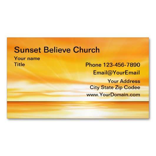 Church Sunset Visitekaartje Magnets Magnetisch Visitekaartje (Voorkant)