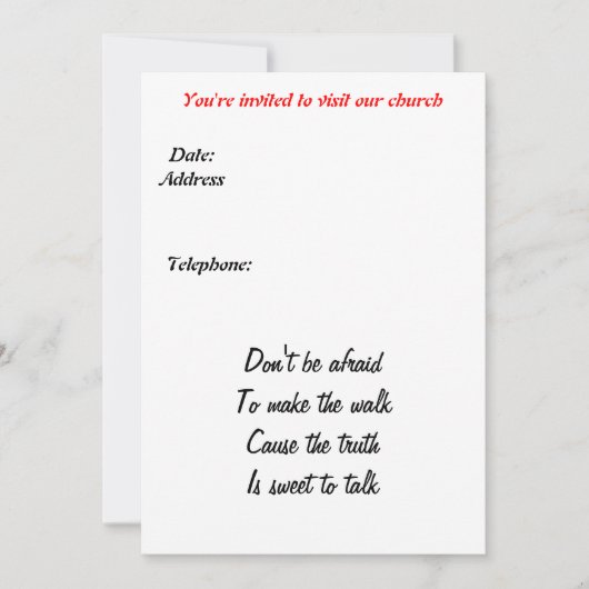 Church-uitnodiging Kaart (Voorkant)