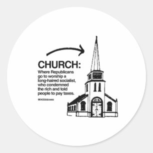 CHURCH - WAAR DE REPUBLIEK NAAR HET WERK GAAT RONDE STICKER