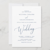 Church Wedding Ceremony Celebration, Navy Blue Kaart (Voorkant)