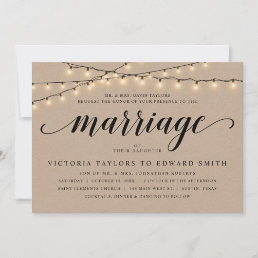 Church Wedding Ceremony, Parents Hosting, Kraft Kaart (Voorkant)